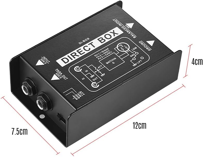 summina Professional Single Channel Passive DI-Box Hum Eliminator Direct Injection Audio Box Balanced & Unbalance Signal Converter for Electric Guitar Bass Live Performance Direct Box - Image 3